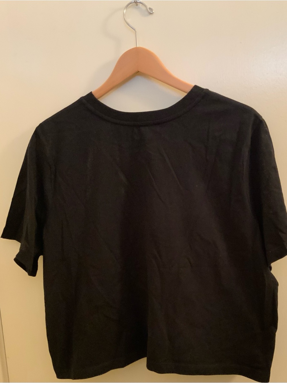 Express Black Short Sleeve Top with Cutout Lace Yoke - Picture 3 of 3